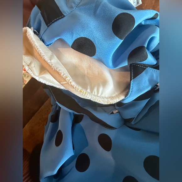 Vintage. Egon von Furstenberg. Polka Dot/Stripe Belted Shirt Dress. Blue/Black 8 - Picture 10 of 10